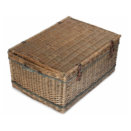 Willow picnic hamper 72cm hinged lid leather straps closed UK