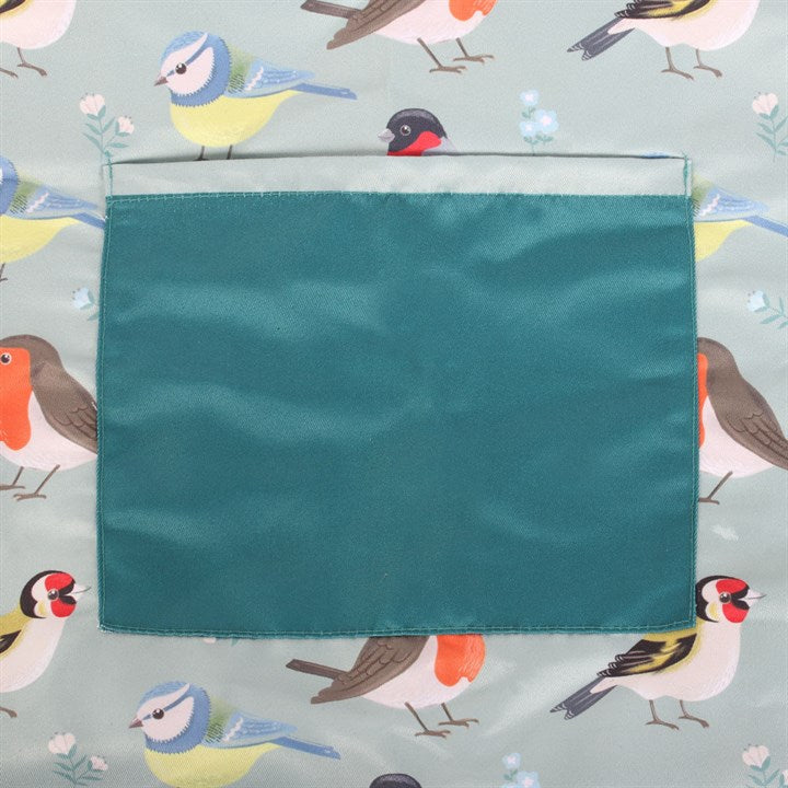 Bird print cotton apron with British garden birds pattern UK gift