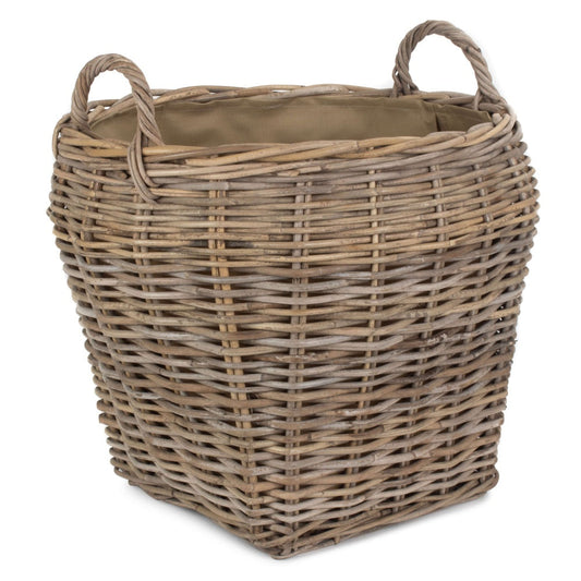 The Amphora handwoven Kubu rattan log basket with Cordura lining UK fireside