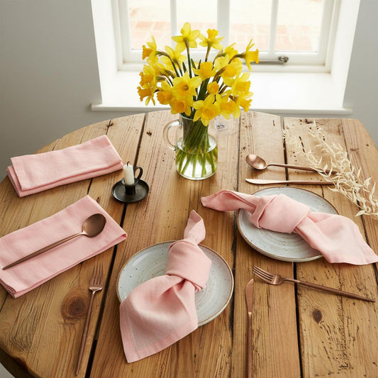Pink muslin cotton napkins elegant table styling spring garden UK gift