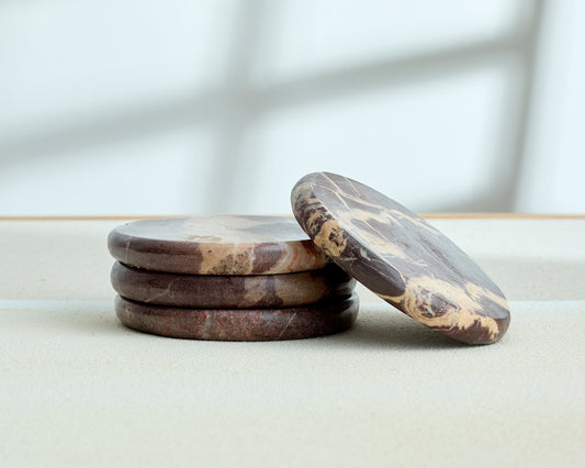 The Bramley Rosso Levanto marble coasters burgundy tones farmhouse kitchen UK