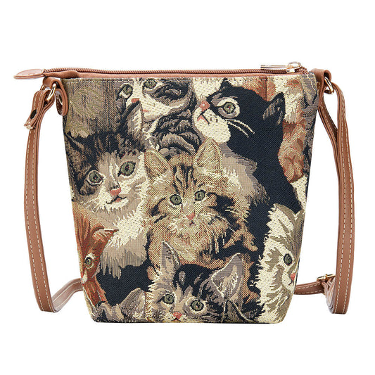 Cat tapestry sling bag gift UK compact crossbody cat lover countryside ramble