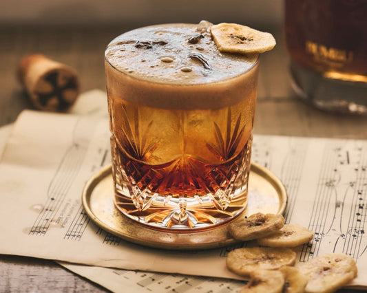 Handcrafted brass coasters cocktail glass music sheets farmhouse table UK