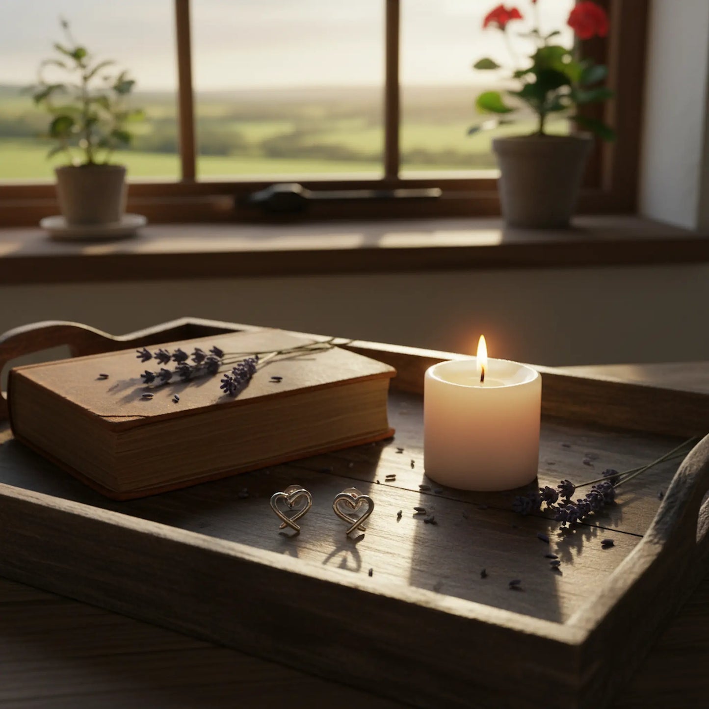 Cross heart kiss earrings cottage lifestyle Mother's Day UK sterling silver candle gift mum