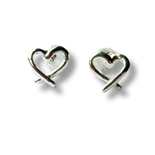 Cross heart kiss sterling silver stud earrings Mother's Day 2026 UK unique X kiss design gift