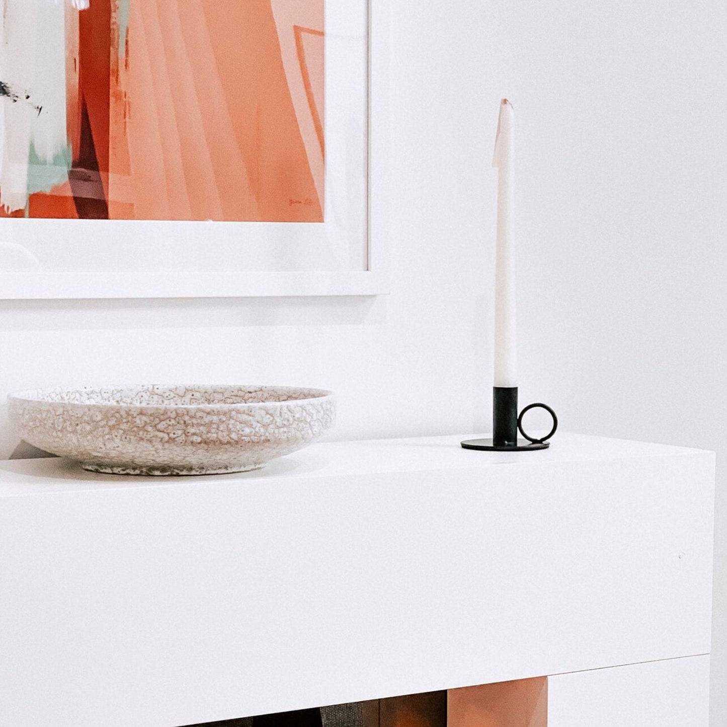 Handcrafted iron candle holder black matte finish small compact UK