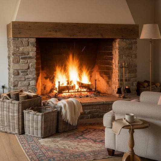 Fladbury grey rattan basket three sizes small medium large fireside UK