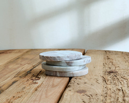 Hartley marble coasters set of 4 artisan design stacked piled natural stone quality UK