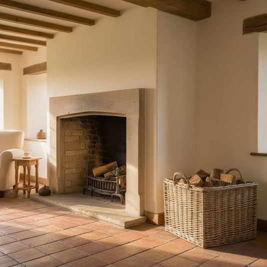 Square antique wash basket country cottage corner fireside UK