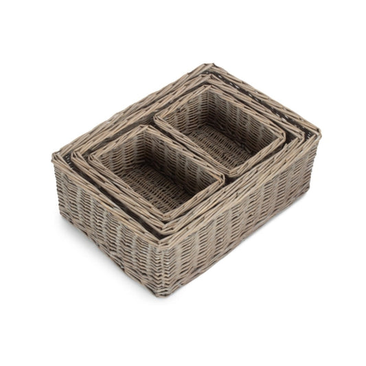 Tenbury grey wash wicker storage tray handcrafted willow natural UK