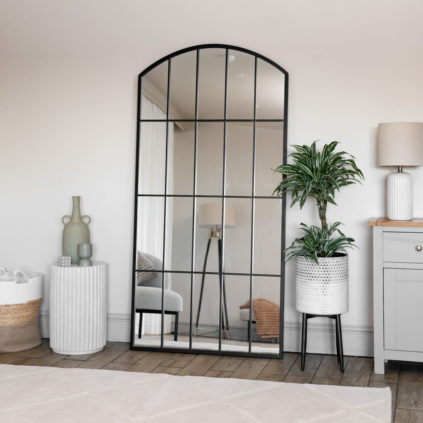 The Elveden Arch — Black Lattice Window Mirror 180cm x 90cm - The Timeless Trading Co.