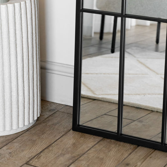 The Elveden Arch — Black Lattice Window Mirror 180cm x 90cm - The Timeless Trading Co.