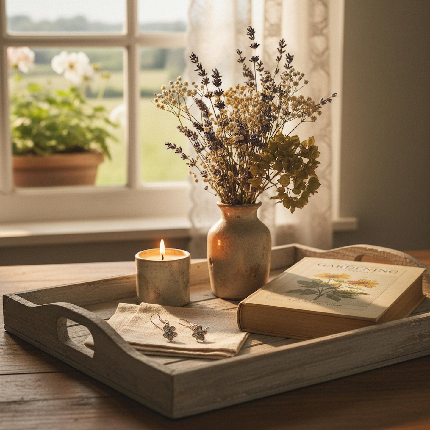 Wildflower drop earrings cottage lifestyle Mother's Day UK sterling silver botanical gift mum