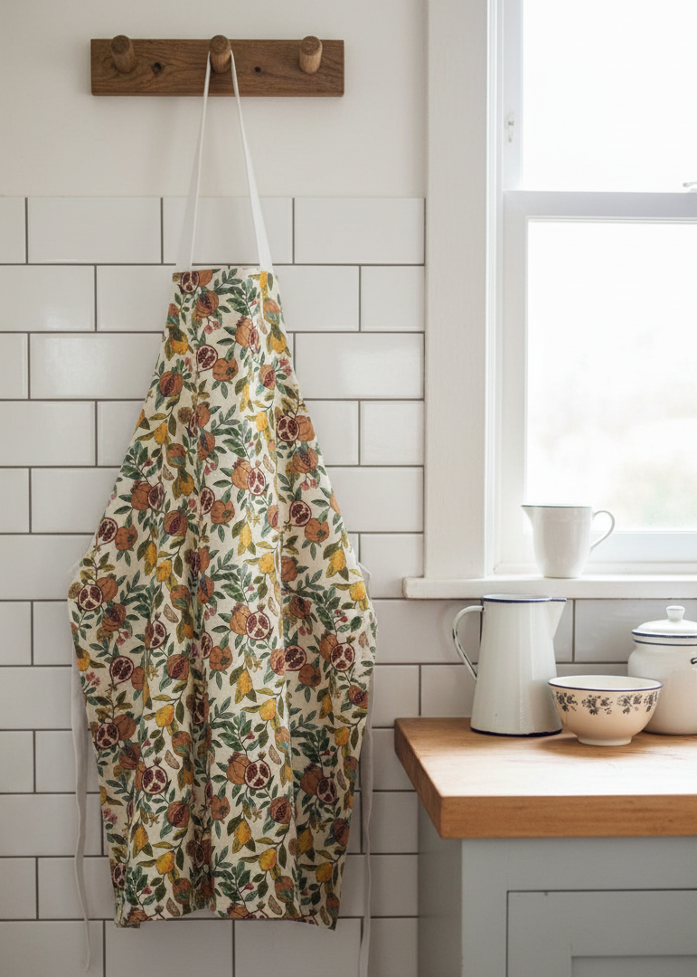 Pomegranate lemon apron hanging farmhouse kitchen hook heritage UK