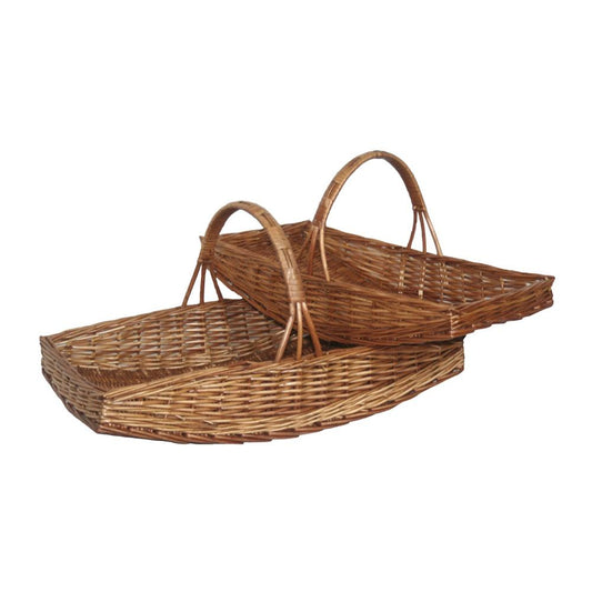 Wisley Trug double steamed willow garden baskets, two together displayed on blank background