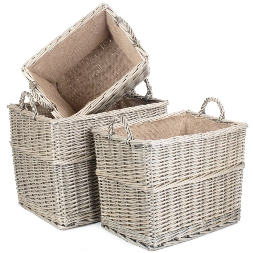 Brockhampton hessian lined wicker log basket fireside storage UK