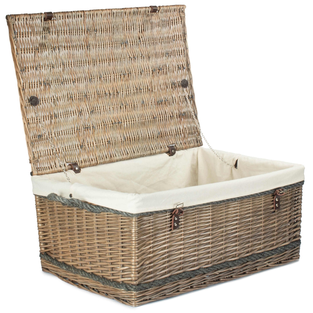 Willow picnic hamper 72cm white lining leather straps cottage UK
