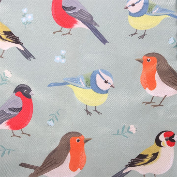 Cotton apron featuring British garden birds design for kitchen UK