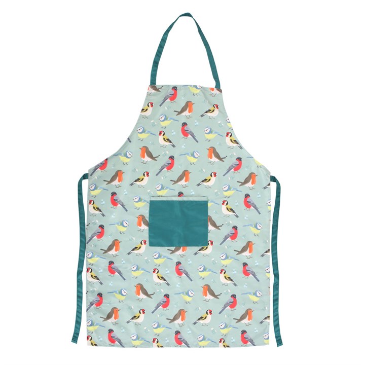 British garden birds cotton apron with Blue Tit Robin Goldfinch UK