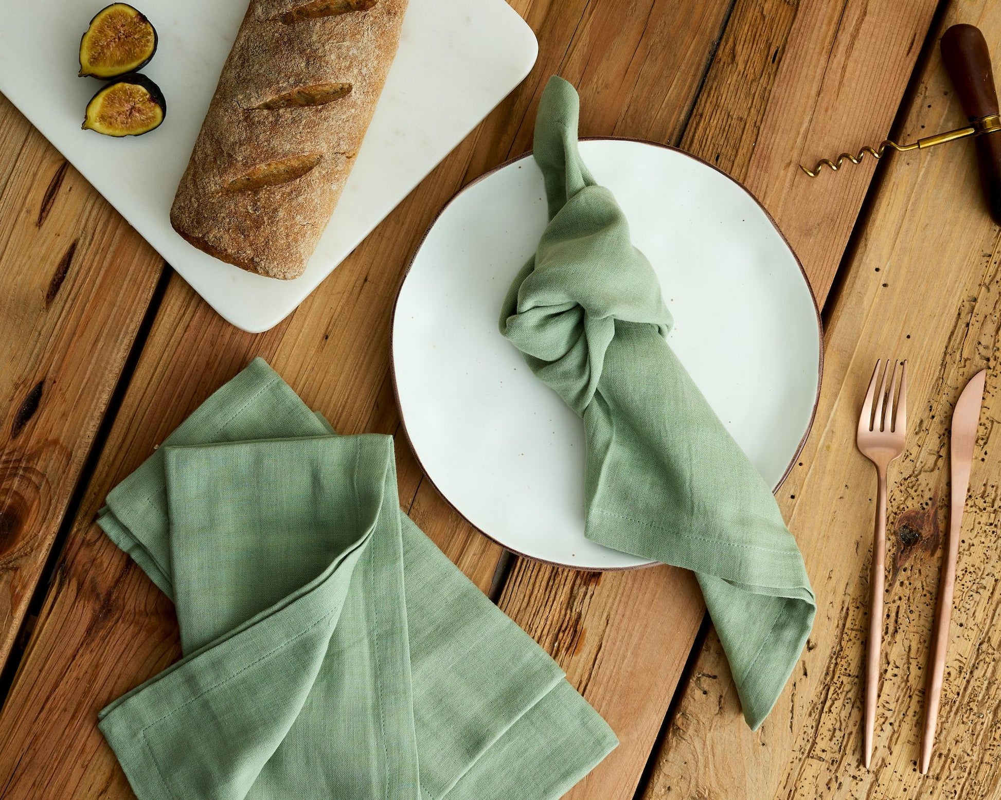 Malvern sage green muslin cotton napkins set of 4 for cottage dining tables UK
