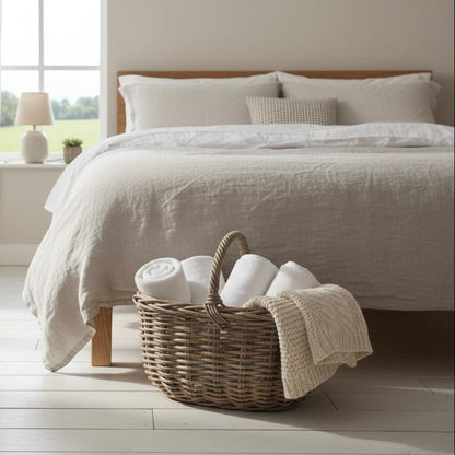 Abberley grey kubu rattan basket bedroom storage towels cottage home UK
