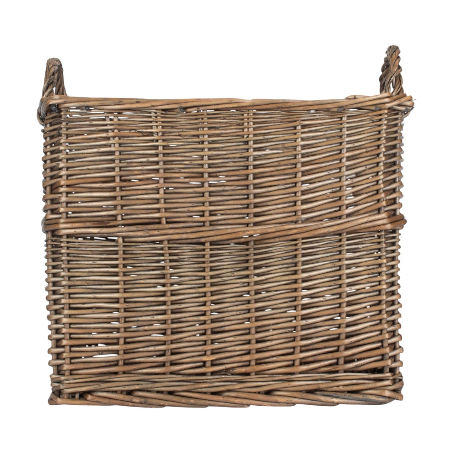 Antique wash rectangular basket Pershore unlined fireside storage UK