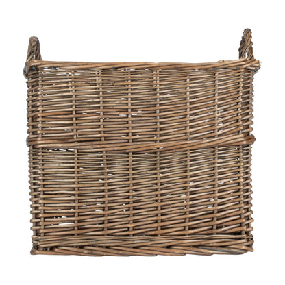 Antique wash rectangular basket Pershore unlined fireside storage UK