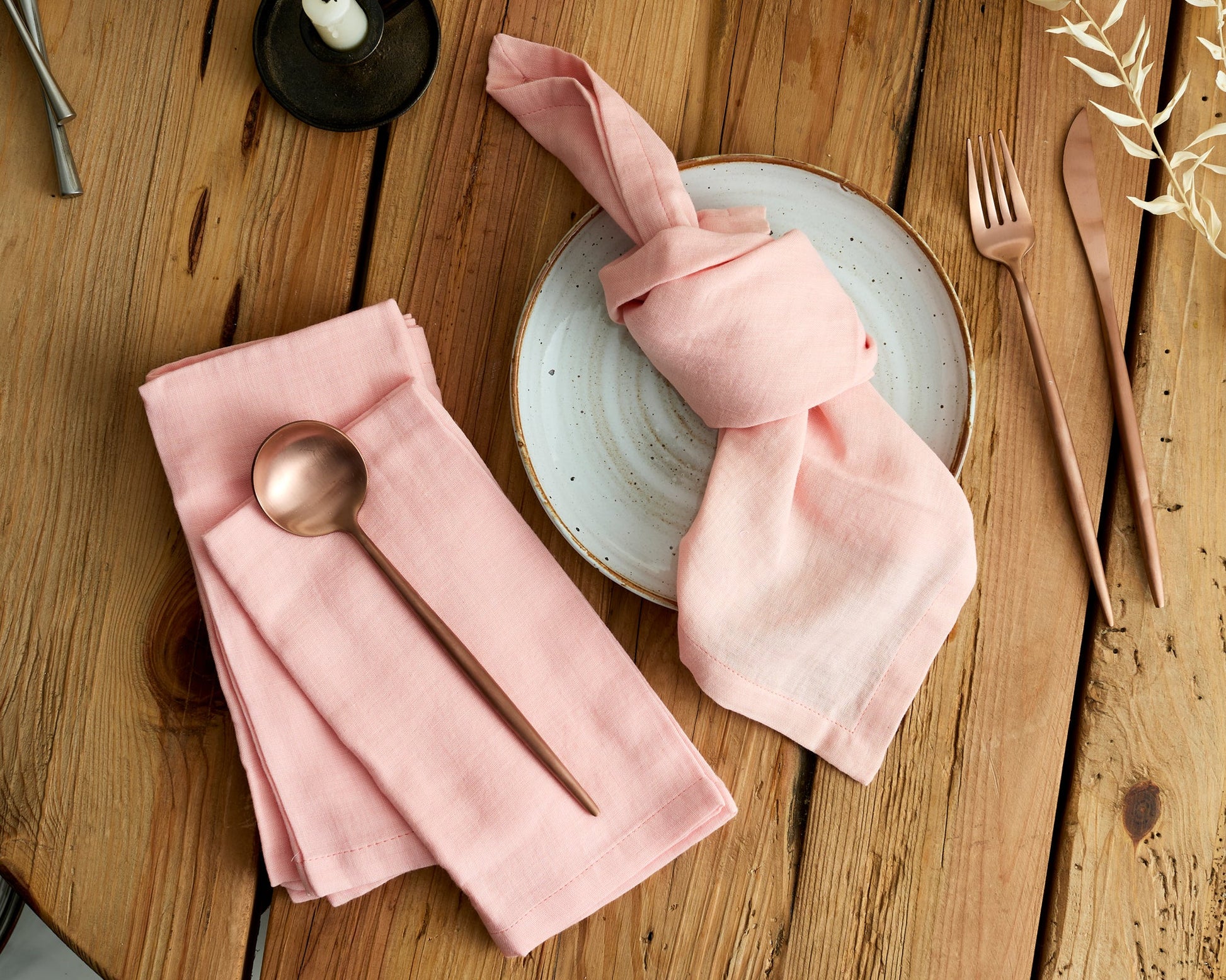 Arabella pink napkins sustainable table linens cottage style UK home