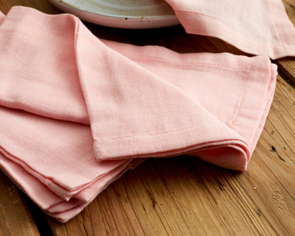 Arabella pink muslin table napkin set of 4 eco-friendly cotton UK