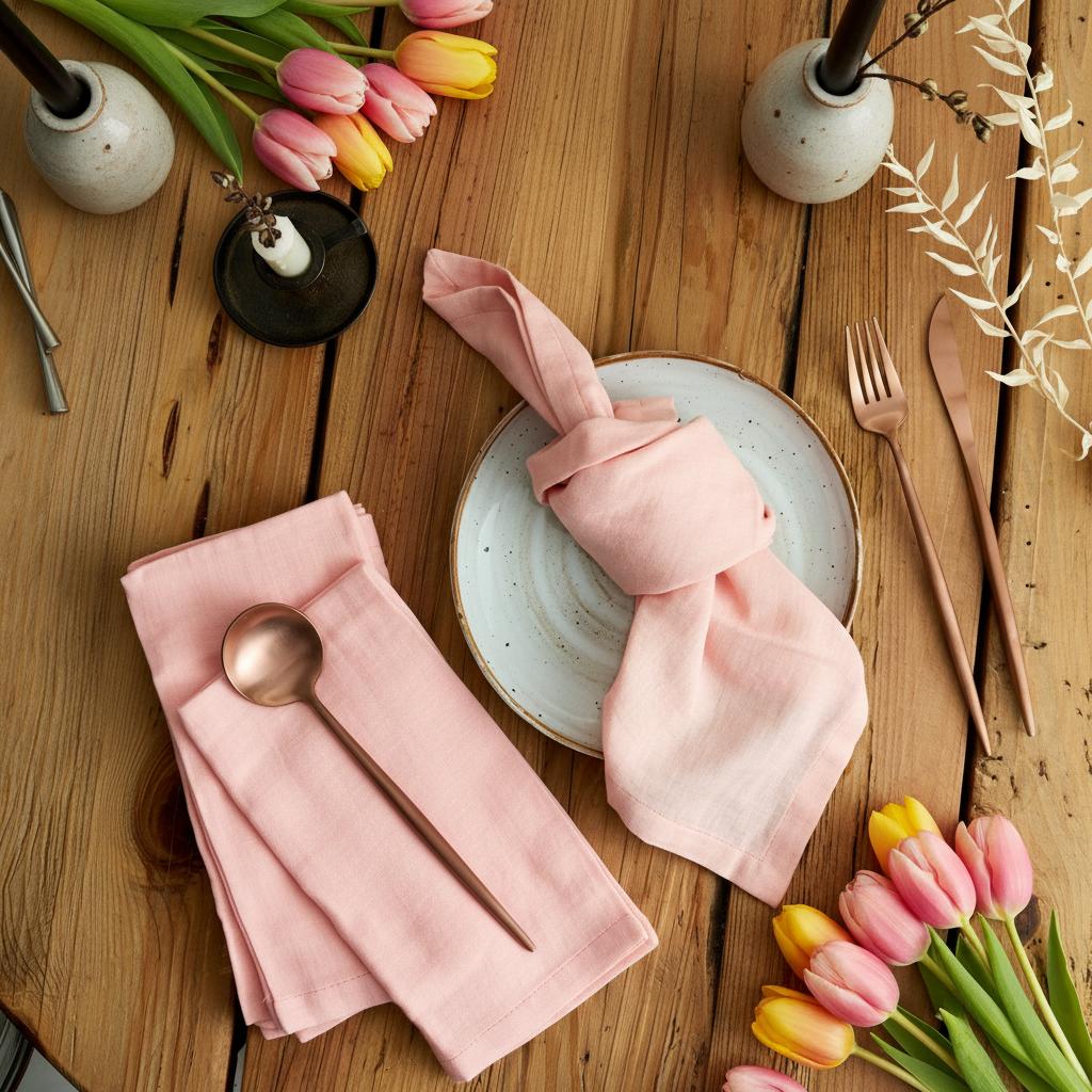 Arabella pink muslin napkins spring table setting countryside UK home