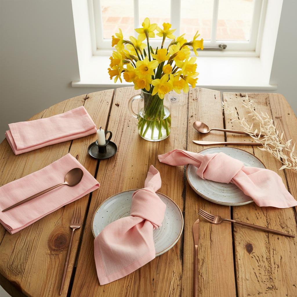 Pink muslin cotton napkins elegant table styling spring garden UK gift