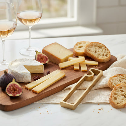 Brass bottle opener wine cheese board farmhouse entertaining UK