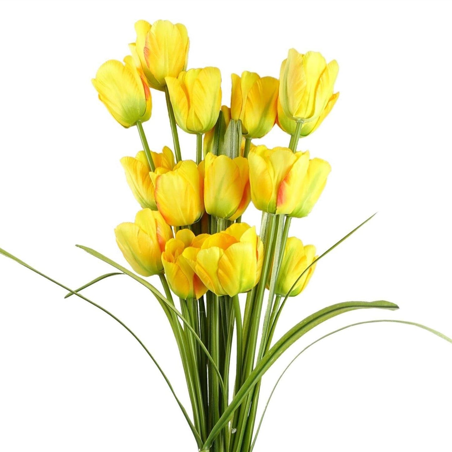 Artificial yellow tulip stems 80cm silk flowers white background UK