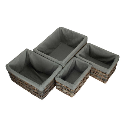 Grey wash willow storage basket with removable cotton lining UK