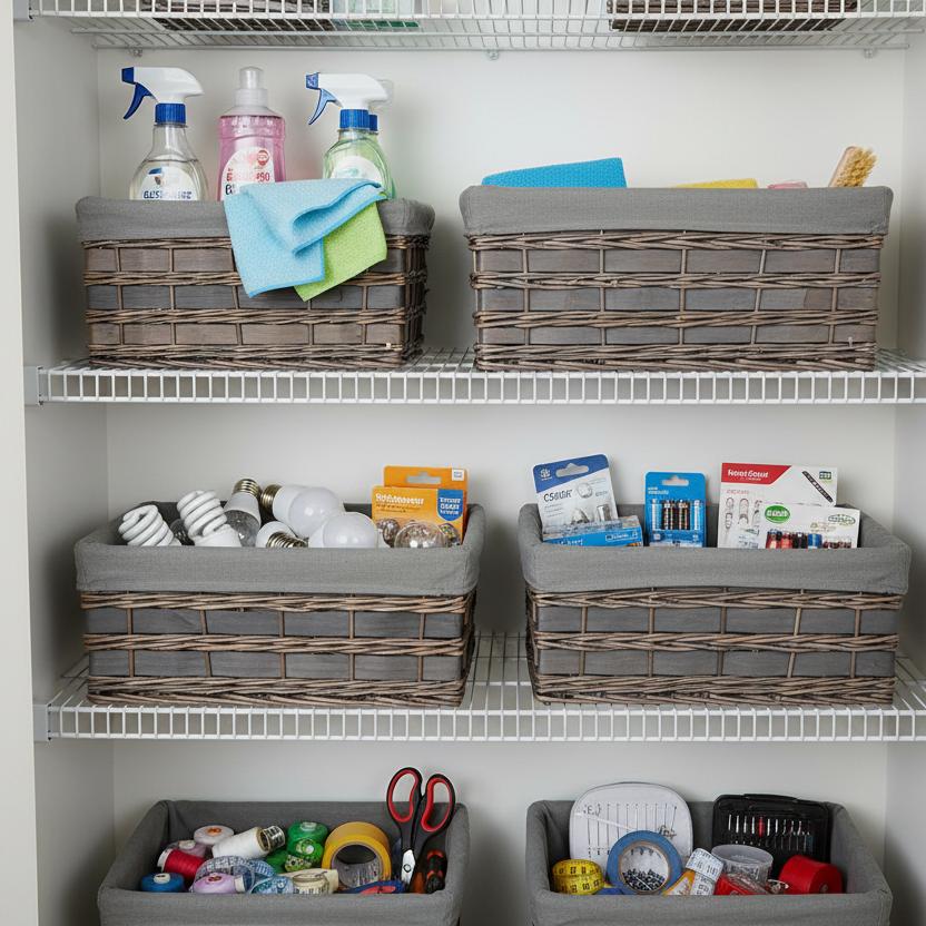 Ashleworth grey wash basket utility cupboard household storage UK
