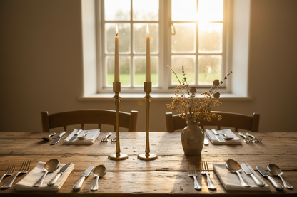 Brass candle holders outdoor wedding table rustic celebration UK