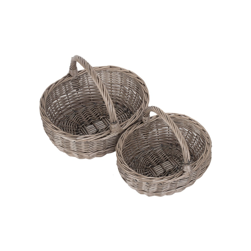 Bewdley antique wash wicker shopping basket set small large vintage style UK
