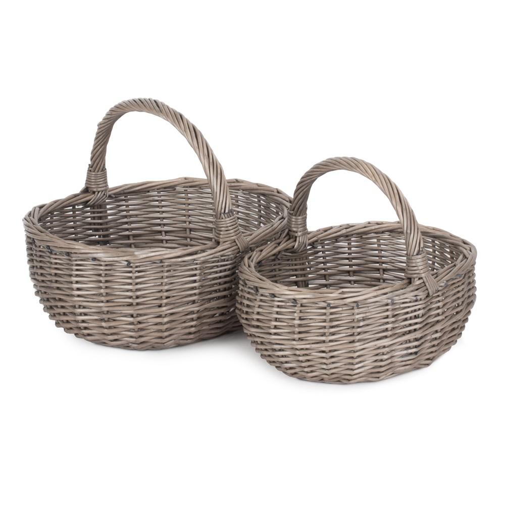 Bewdley antique wash wicker shopping basket small vintage market basket UK
