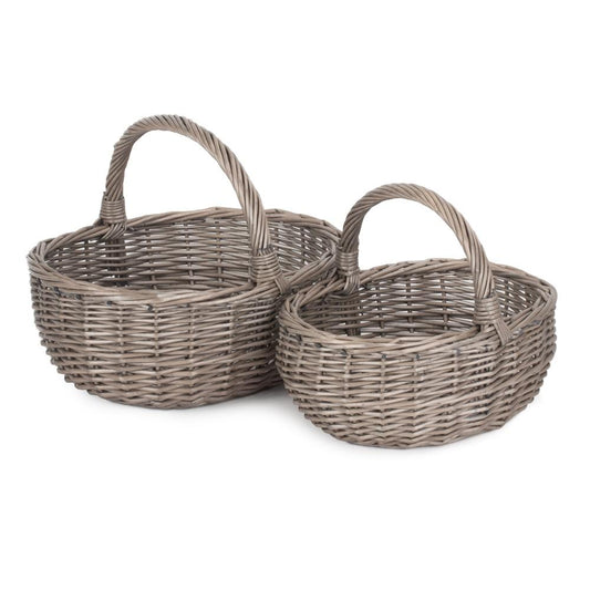 Bewdley antique wash wicker shopping basket small vintage market basket UK
