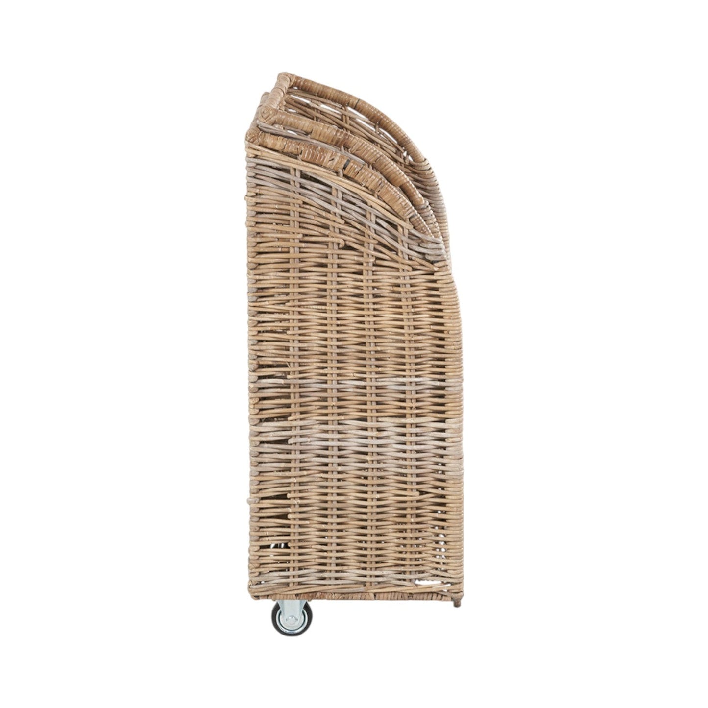 Bewdley trolley side angle view wheels tall narrow design rattan storage UK