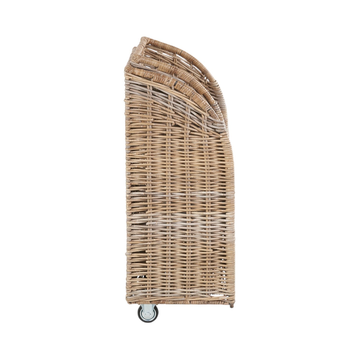 Bewdley trolley side angle view wheels tall narrow design rattan storage UK