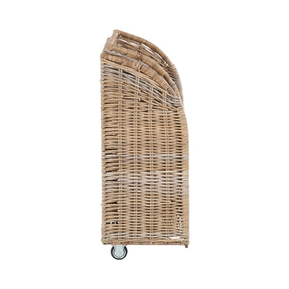 Bewdley trolley side angle view wheels tall narrow design rattan storage UK