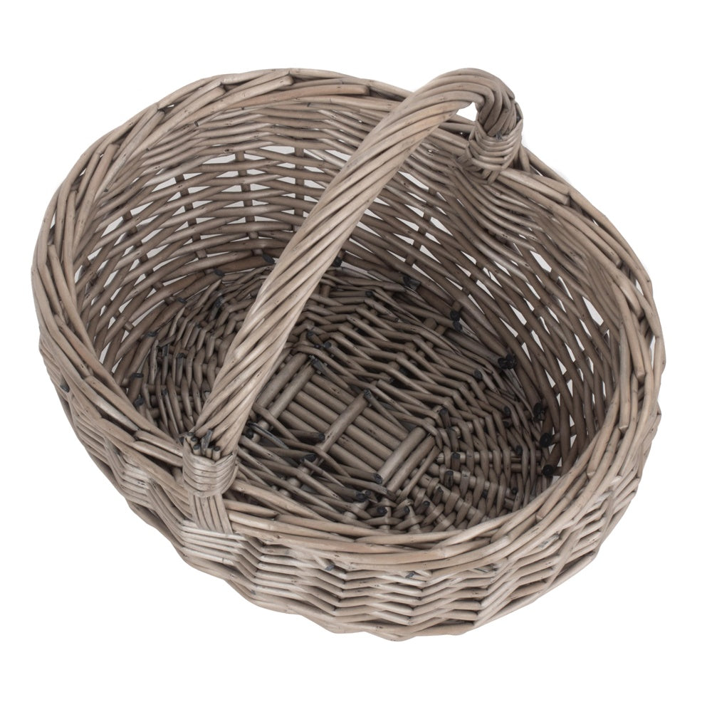 Bewdley small antique wash wicker basket side view traditional willow weave UK
