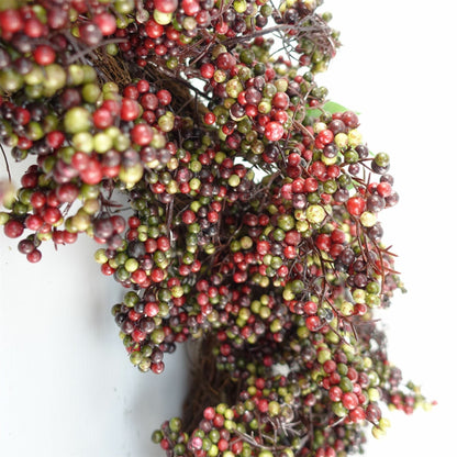 Black berry wreath 55cm close-up wicker texture detail hedgerow berries UK

