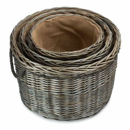 Bretforton antique wash wicker log basket three sizes heritage UK