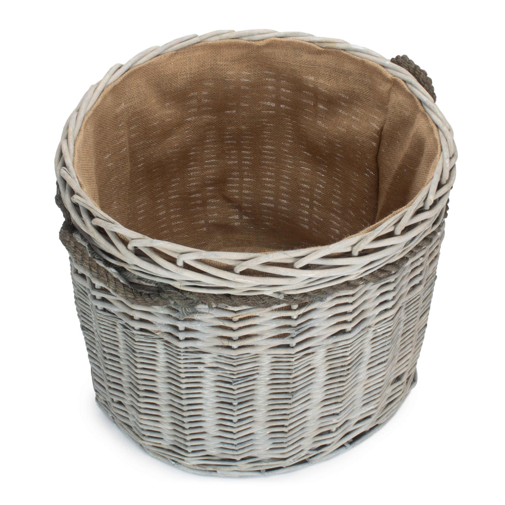 Bretforton round grey wash basket three sizes heritage storage UK
