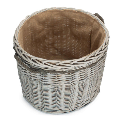Bretforton round grey wash basket three sizes heritage storage UK