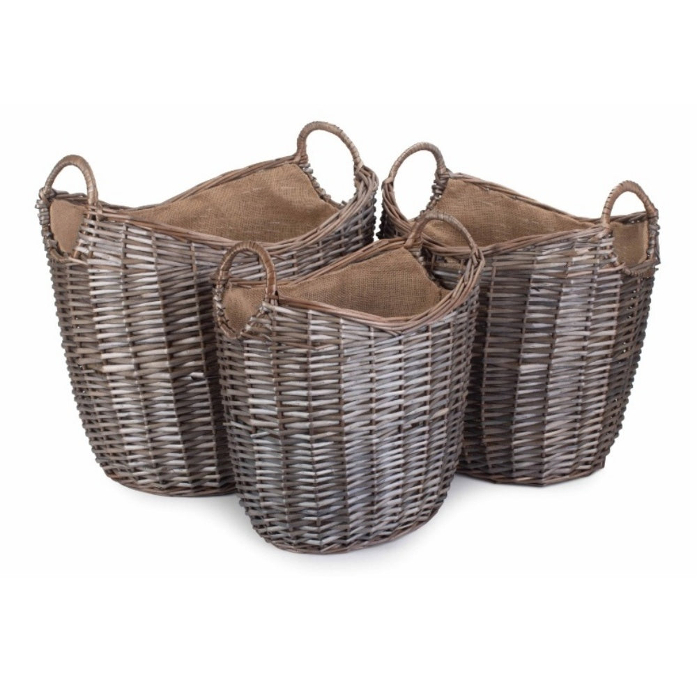 antique wash wicker log basket fireside UK