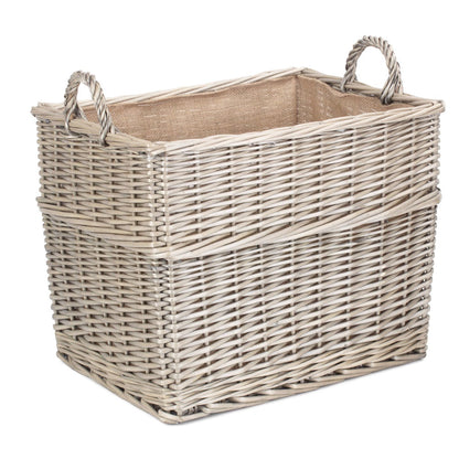 Premium rectangular log basket wicker storage UK country cottage fireside
