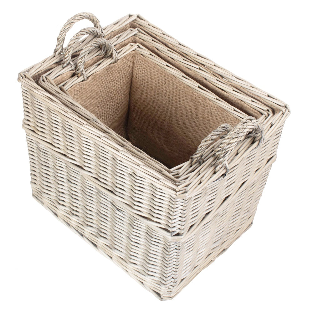 Rustic wicker firewood basket rectangular design UK artisan crafted storage

